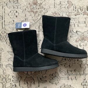 NWT Universal Thread Soph Black Genuine Suede Shearling Boot Size 6